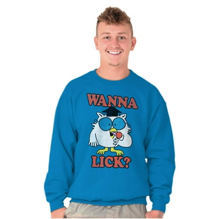 Wanna Lick Funny Mr. Owl Tootsie Pop Sweatshirt for Men or Women Brisco Brands 3X