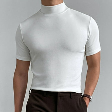 Kpoplk Crew Neck T Shirts for Men Short Sleeve Graphic Tees Mens Slim Fit Crew Neck Fashion 3D Printed Shirts Funny Streetwear T Shirts Tops(White L)