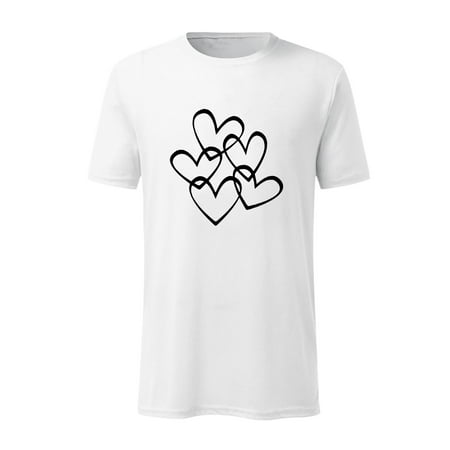 YOTAMI Men S Tops Solid Color Casual Short-sleeved White Love Graphic Print T-shirt Top Hawaiian White M L XL XXL XXXL