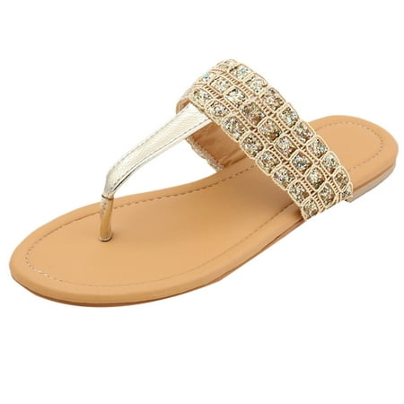 GWAABD Personalized Slippers Women S Open Toe Breathable Beach Sandals Rome Slip-on Flat Flip Flops Shoes