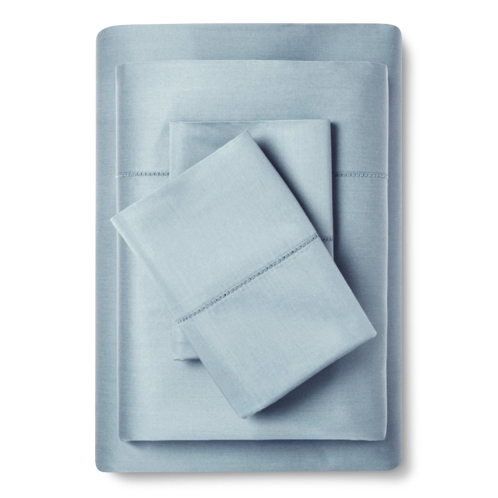 King 700 Thread Count Supima Classic Hemstitch Sheet Set Aqua Spill - Fieldcrest , Blue Spill