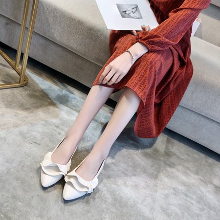 GWAABD Women S Flat Loafers Fashion Women Ladies Pionted Toe Pleated Flat Slip-on Casual Comfortable Shoes