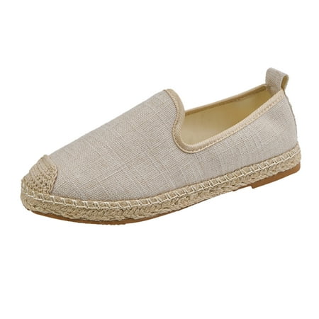 GWAABD Womens Casual Dress Shoes Canvas on Women Flat Shoes Fashion Toe Breathable Casual Comfortable Single Weave Slip Round Women S Casual Shoes