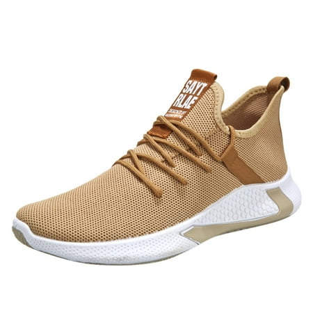GWAABD Gym Shoes for Men Fashion Men Mesh Casual Sport Shoes Lace-up Breathable Soft Bottom Sneakers