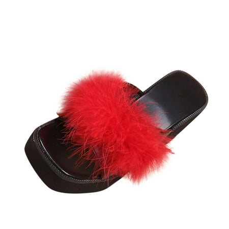 GWAABD Women S Sport Sandals Fashion Spring and Summer Women Sandals High Heels Wedge Heel Thick Soled Platform Fluffy Solid Color Open Toe Comfortabl