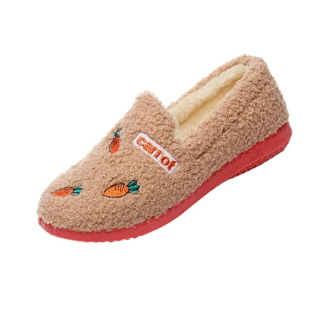 GWAABD House Slippers for Guests Cotton Slippers Women Bag Heel Winter Indoor Home Warm Shoes Soft Soled Plush Thickened Moon Shoes
