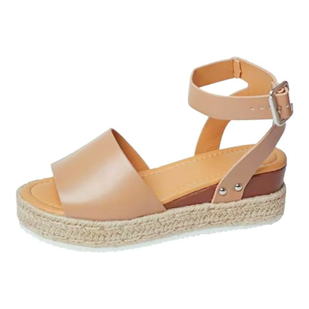GWAABD Slide Wedge Sandals for Women Fashion SSpring and Summer Women Sandals Thick Soled Wedge Heel Solid Color Fish Mouth Open Toe Breathable Comfor