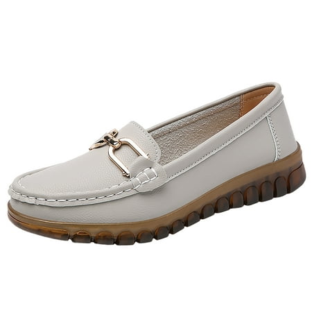 GWAABD Casual Shoes Womens Leisure Women S Four Seasons Solid Color Non Slip Wedges Round Toe Breathable Slip on Lazy Cloth Shoes
