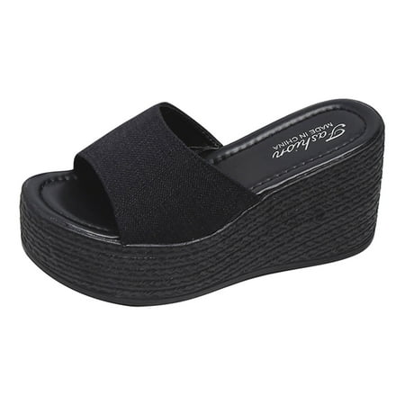 GWAABD Bare Trap Sandals for Women Fashion Spring Summer Women Sandals Thick Sole Wedge Heel High Heel Solid Color Slip on Fish Mouth Open Toe Comfort