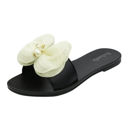GWAABD Women Walking Sandals Slippers for Women with Bowknot Comfort Slip on Casual Bohemia Beach Sandal Ladies Travel Walking Shoes Sandals