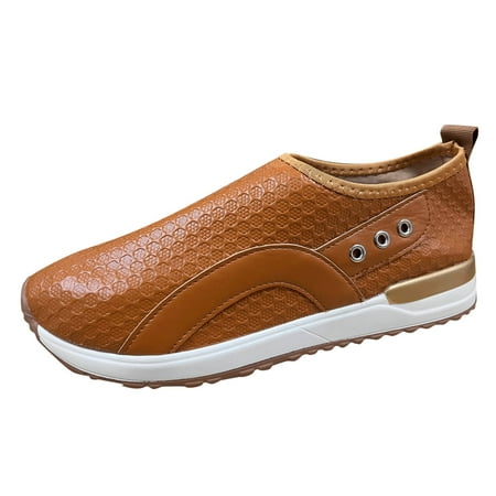GWAABD Womens Slip on Sneakers Fashion Autumn Women Flat Lightweight Comfortable Slip on Solid Color Pattern Casual Style