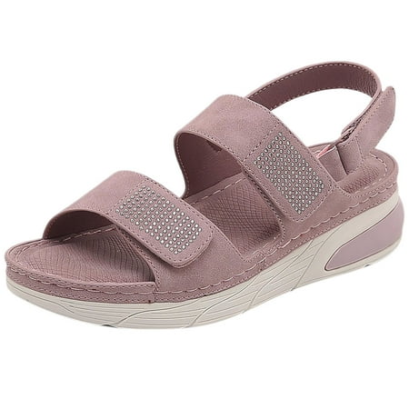 GWAABD Slingback Sandals Women Fashion Spring and Summer Women Sandals Flat Bottom Thick Bottom Light Open Toe Breathable Comfortable Solid Color Rhin