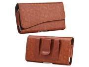 Premium Leather Nylon Hip Pouch Case - Brown 18988