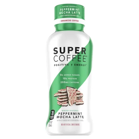 Super Coffee Peppermint Mocha Latte  12 Fl Oz Iced Coffee Bottle (2 Bottles)