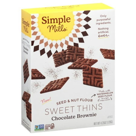 Simple Mills  Seed & Nut Flour Sweet Thins  Chocolate Brownie  4.25 Oz (120 G) Pack of 6