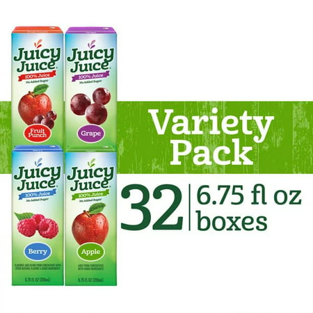 Juicy Juice Fruit Juice Boxes Variety Pack  100% Juice  32 Count  6.75 Fl Oz Boxes