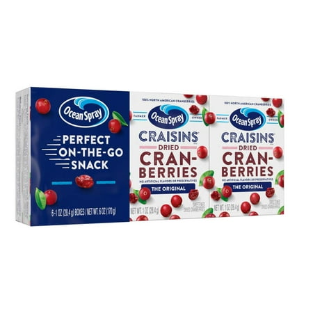 Ocean Spray Craisins  Dried Cranberries  Original  1 Oz Boxes  6 Count (Pack of 12)