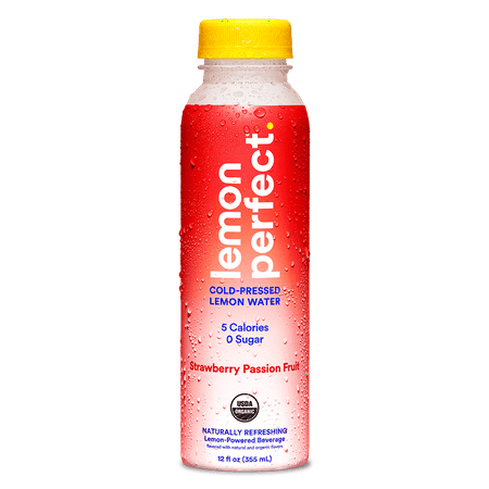 Lemon Perfect  Organic Cold-Pressed Flavored Water  Strawberry Passion Fruit  12 Fl Oz Pack of 12