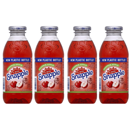 Snapple Apple Juice Drinks 16 Fl. Oz Made from Juicy Crisp Red Ripe Apples - All Natural No Artificial Flavors  Camping Biking Picnic Travel on the Go