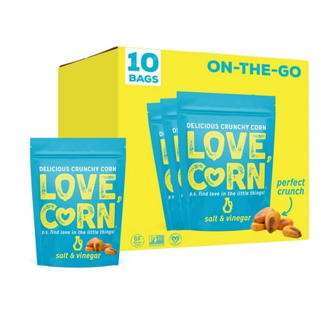 LOVE CORN Salt & Vinegar | Delicious Crunchy Corn Snack | 1.6oz X10 Bags | Non-GMO  Gluten-Free  Plant Based  Low-Sugar…