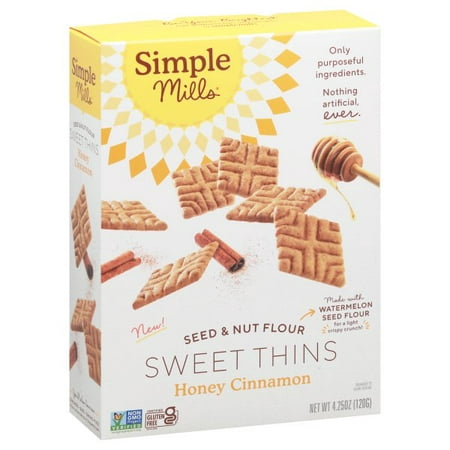 Simple Mills  Seed & Nut Flour Sweet Thins  Honey Cinnamon  4.25 Oz (120 G) Pack of 6