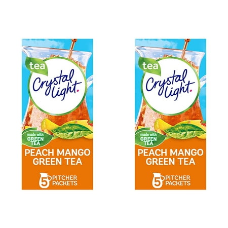 Crystal Light Peach Mango Green Tea Drink Mix  1 Count (Pack of 2) (contains 6 Pitcher Packets Each)