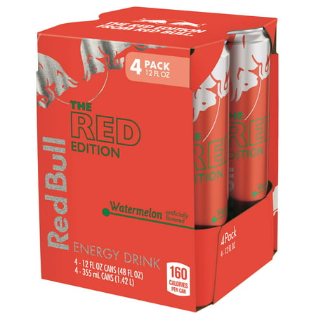 Red Bull Red Edition Watermelon Energy Drink  12 Fl Oz  6 Packs of 4 Cans