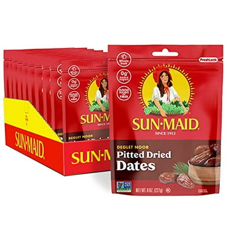 Sun-Maid California Pitted Dates Snack | Whole Natural Dried Fruit | No Sugar Added | Naturally Gluten Free | Non-GMO | Vegan and Vegetarian Friendly 