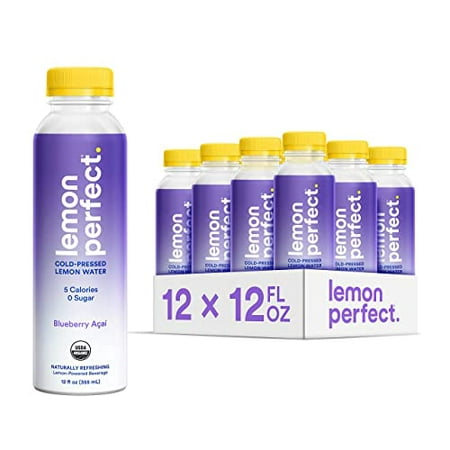 Lemon Perfect  Organic Cold-Pressed Lemon Water  Squeezed from Real Fruit  Flavored Water  Sugar-Free  Keto Certified  No Artificial Ingredients  Blue
