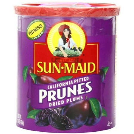 Sun-Maid California Pitted Prunes Snack | 16 Ounce Canisters | Pack of 4 | Whole Natural Dried Fruit | No Artificial Flavors | Non-Gmo