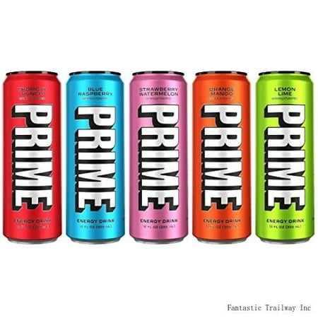 Prime Energy Drink Cans 5 Flavor Variety Pack - 200Mg Caffeine  Zero Sugar  300Mg Electrolytes  Vegan - 12 Fl Oz Cans - 5 Cans
