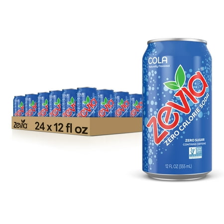 Zevia Zero Sugar  Cola Soda Pop  12 Fl Oz (24 Pack Cans)