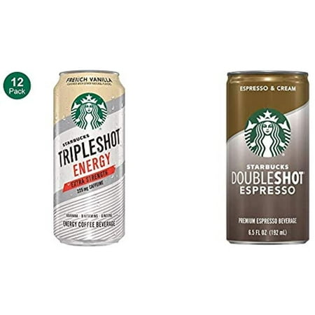 Starbucks Tripleshot Energy Extra Strength  French Vanilla  15Oz Cans (12 Pack) & Doubleshot  Espresso + Cream  6.5 Fluid Ounce  Pack of 12