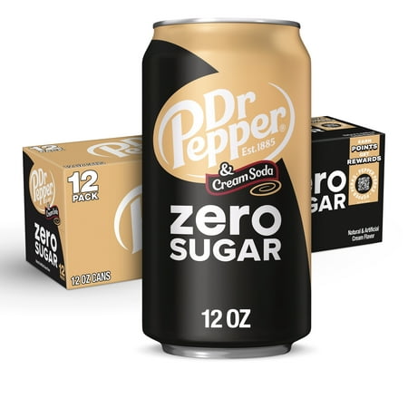 Dr Pepper and Cream Soda Zero Sugar  12 Fl Oz Cans  12 Pack