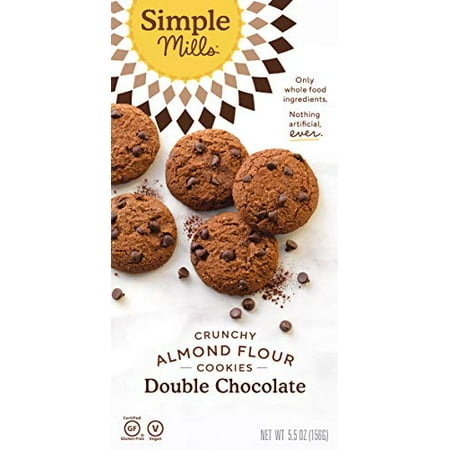 Simple Mills Almond Flour Crunchy Cookies  Double Chocolate Chip - Gluten Free  Vegan  Healthy Snacks  Made with Organic Coconut Oil  5.5 Ounce (Pack 