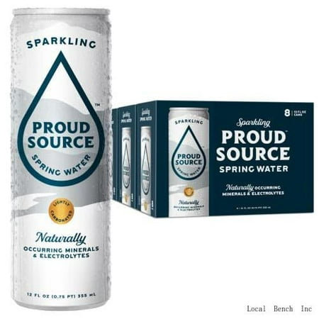 Proud Source Sparkling Spring Water  Natural Minerals Light Bubbles  Infinitely Recyclable Aluminum  BPA-Free (24 Pack 12 Oz Cans)