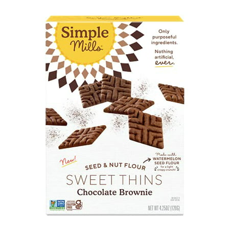 Simple Mills Sweet Thins Cookies  Seed and Nut Flour  Chocolate Brownie - Gluten Free  Paleo Friendly  Healthy Snacks  4.25 Ounce (Pack of 1)