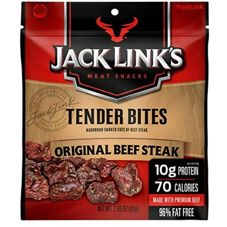 Jack Links Beef Tender Jerky Tender Bites  Original  2.85 Oz – Flavorful Meat Snack for Lunches  10G of Protein and 70 Calories  Made with Premium B