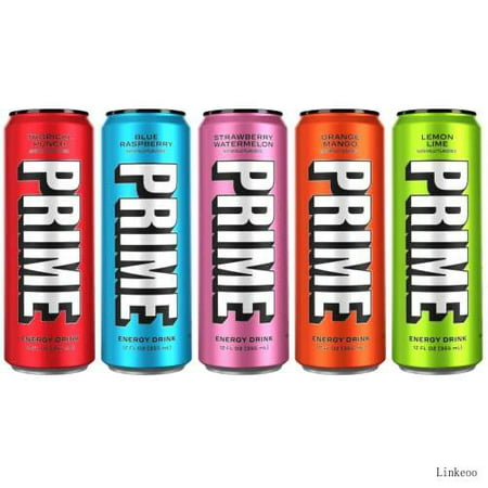 Prime Hydration Drink Energy Cans 5 Flavor Variety Pack - 200Mg Caffeine  Zero Sugar  300Mg Electrolytes  Vegan - 12 Fl Oz Cans - 5 Count (Packaged by