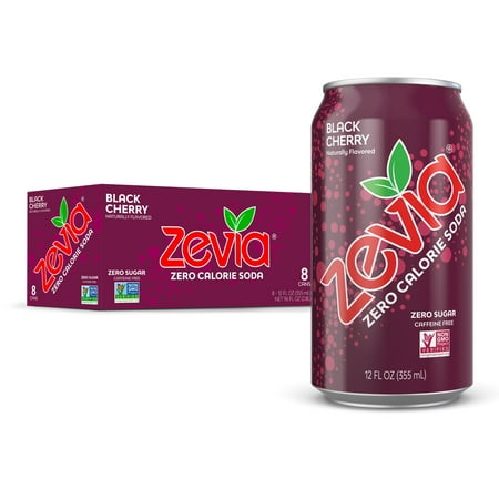 Zevia Zero Sugar  0 Calorie Black Cherry Soda Pop  12 Fl Oz  8 Pack Cans