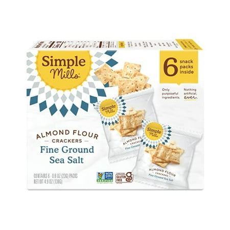 Simple Mills Almond Flour Crackers  Fine Ground Sea Salt Snack Packs - Gluten Free  Vegan  Healthy Snacks  4.9 Ounce (Pack of 1)