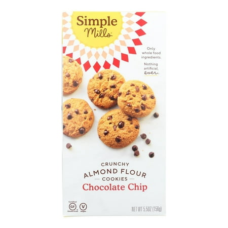 Simple Mills Cookies - Crunchy Chocolate Chip - Case of 6 - 5.5 Oz