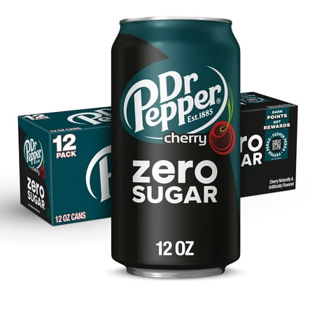 Dr Pepper Cherry Zero Sugar Soda  12 Fl Oz Cans  12 Pack