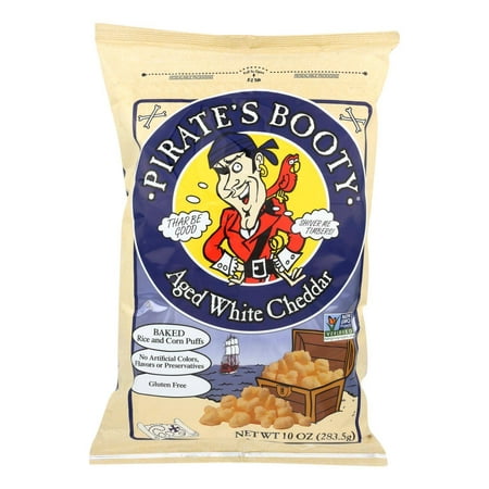 Pirate Brands Booty Puffs - Aged White Cheddar - Case of 6 - 10 Oz.