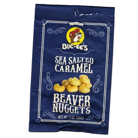 Buc-ees Beaver Nuggets Sea Salted Caramel Sweet Corn Puff Snacks Texas Bucees (Pack of 8 Bags)