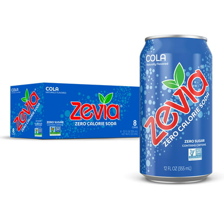Zevia Zero Sugar  0 Calorie Cola Soda Pop  12 Fl Oz  8 Pack Cans