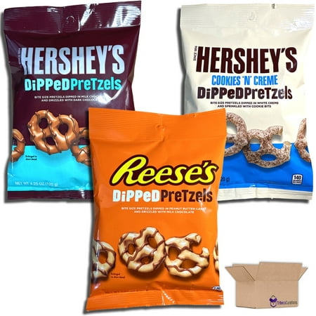 Dipped Pretzel Variety Pack | 6 Bag Value Pack | Cookies N Cream  Chocolate and Milk Peanut Butter Cup | 6 Total Bags