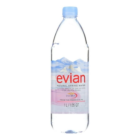 Evians Spring Water Bottled Water - Water - Case of 12 - 33.8 FL Oz.