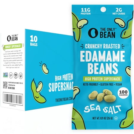 The Only Bean Crunchy Dry Roasted Edamame Snacks (Sea Salt)  Keto Snack Food  High Protein (11g) Healthy Snacks  Asian Japanese Snack Gluten Free Lunc