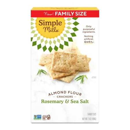Simple Mills Almond Flour Crackers  Family Size  Rosemary & Sea Salt - Gluten Free  Vegan  Healthy Snacks  7 Ounce (Pack of 1)